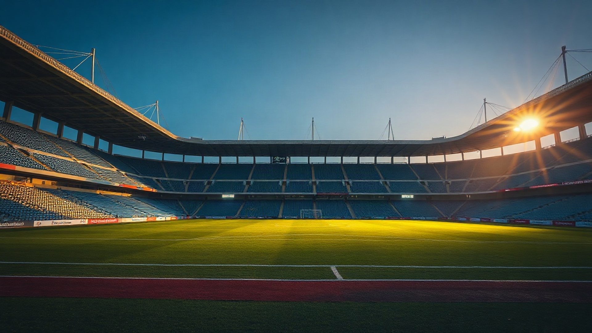 Estadio de la Primera División uruguaya al atardecer
